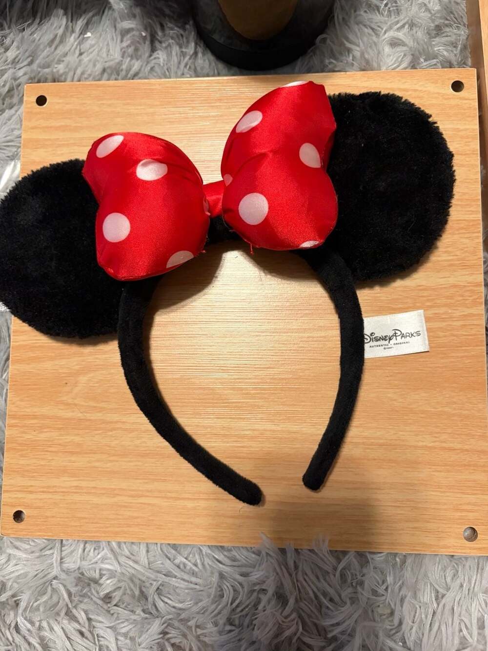 Disney Parks Minnie Mouse Polka Dot Bow Plush Ears Headband